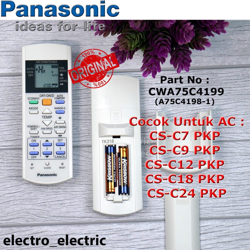 Remote AC Panasonic Type CS C7 / CS C9 / CS C12 / CS-C18 PKP