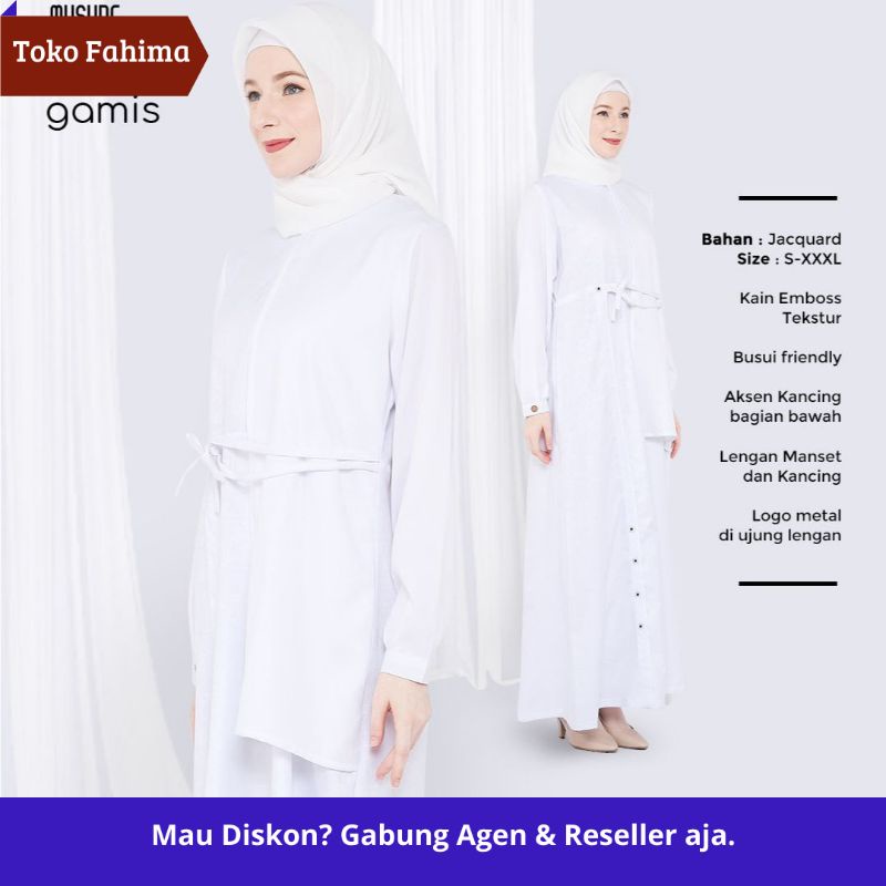 Dress Putih Panjang Fashion Muslim Jumbo Cantik Nyaman Bisa Couple Koko Ryu Original Brand MySure