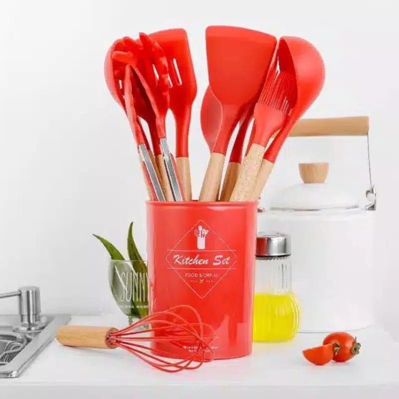 Silicone Utensil set 12 pcs (11 pcs sutil + 1 basket) / Spatula Silikon set anti lengket