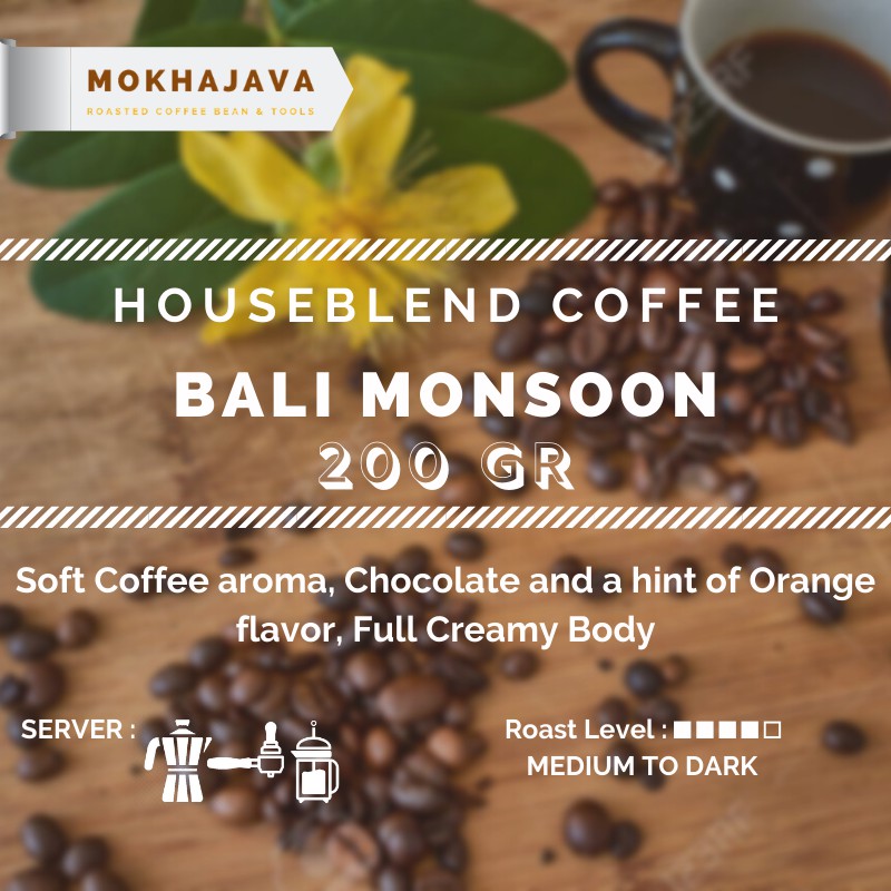 

Bali Monsoon 200gr Houseblend Arabica Robusta Coffee Bean 200 gr Biji Kopi Arabika Blend