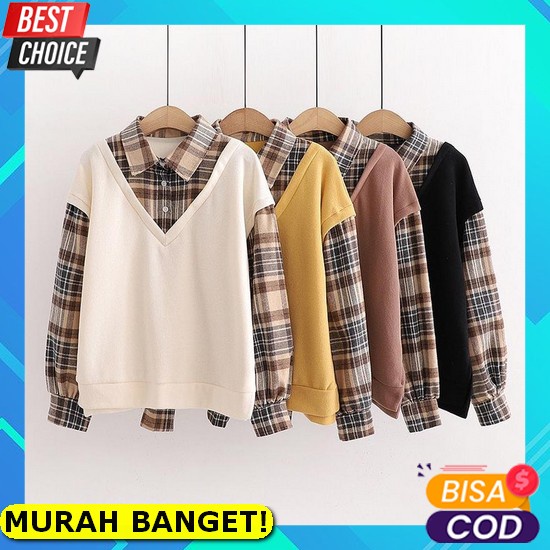 Florenza Top Blouse Hs Knit Mix Cotton ld 100 Pb 69 Cm Atasan Wanita Baju Fashion Korea Terbaru 2021
