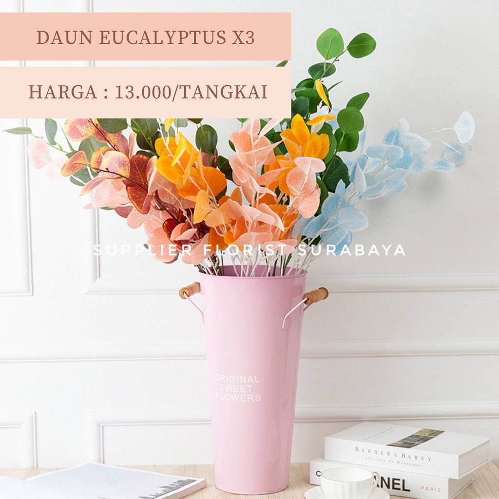 DAUN EUCALYPTUS DAUN ARTIFICIAL FLOWER BUNGA PALSU DAUN IMITASI