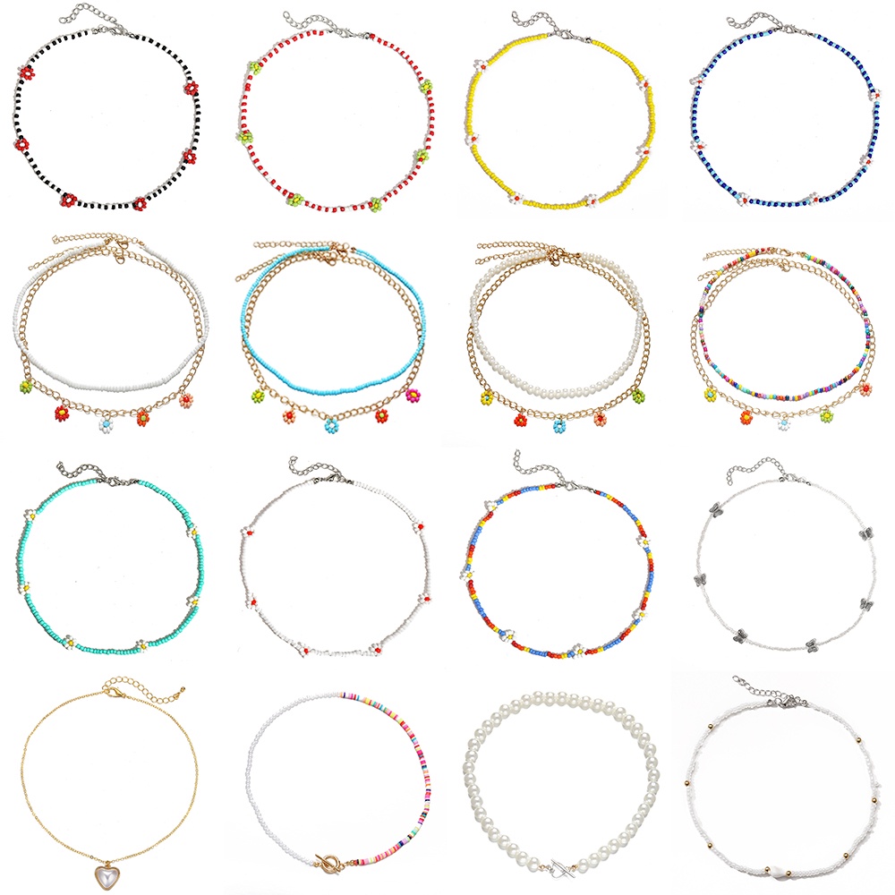 Fashion Beads Pearl Necklace Women Colorful Choker Jewelry Accessories