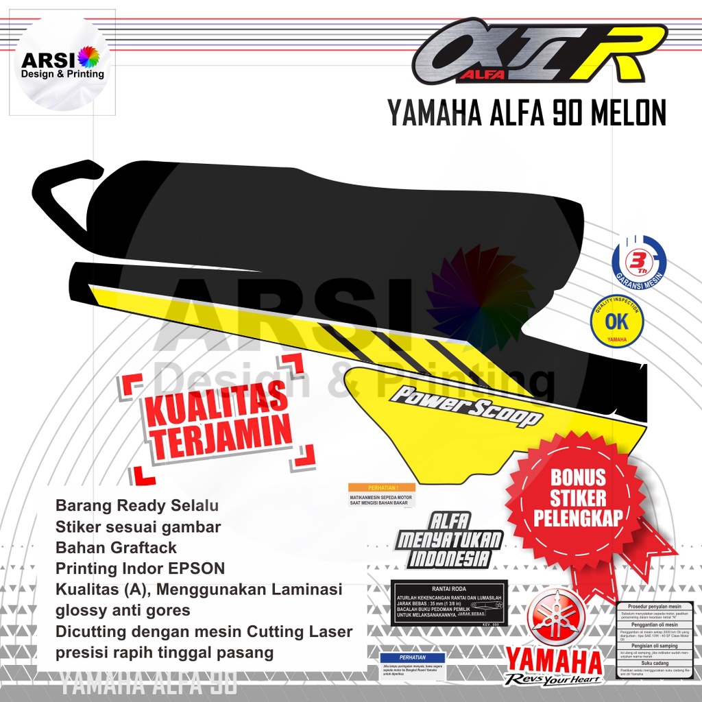 STRIFING YAMAHA ALFA 90 MELON STIKER YAMAHA ALFA 90 MELON LOGO YAMAHA ALFA 90 MELON
