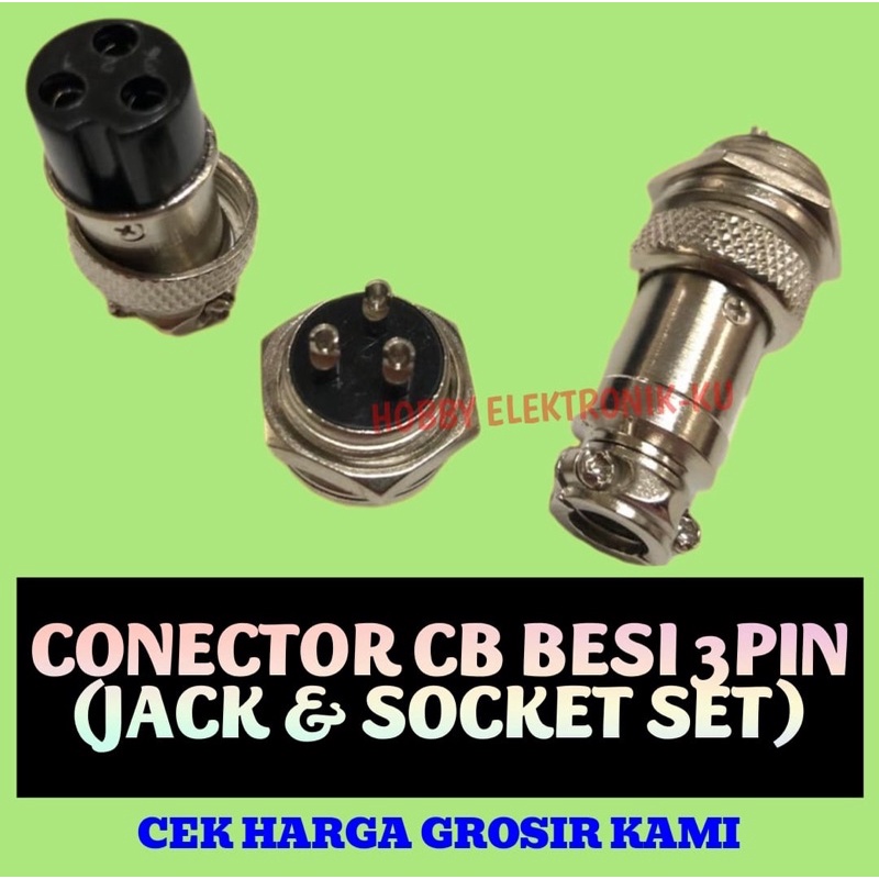 CONECTOR CB 3PIN BESI JACK + SOCKET SET