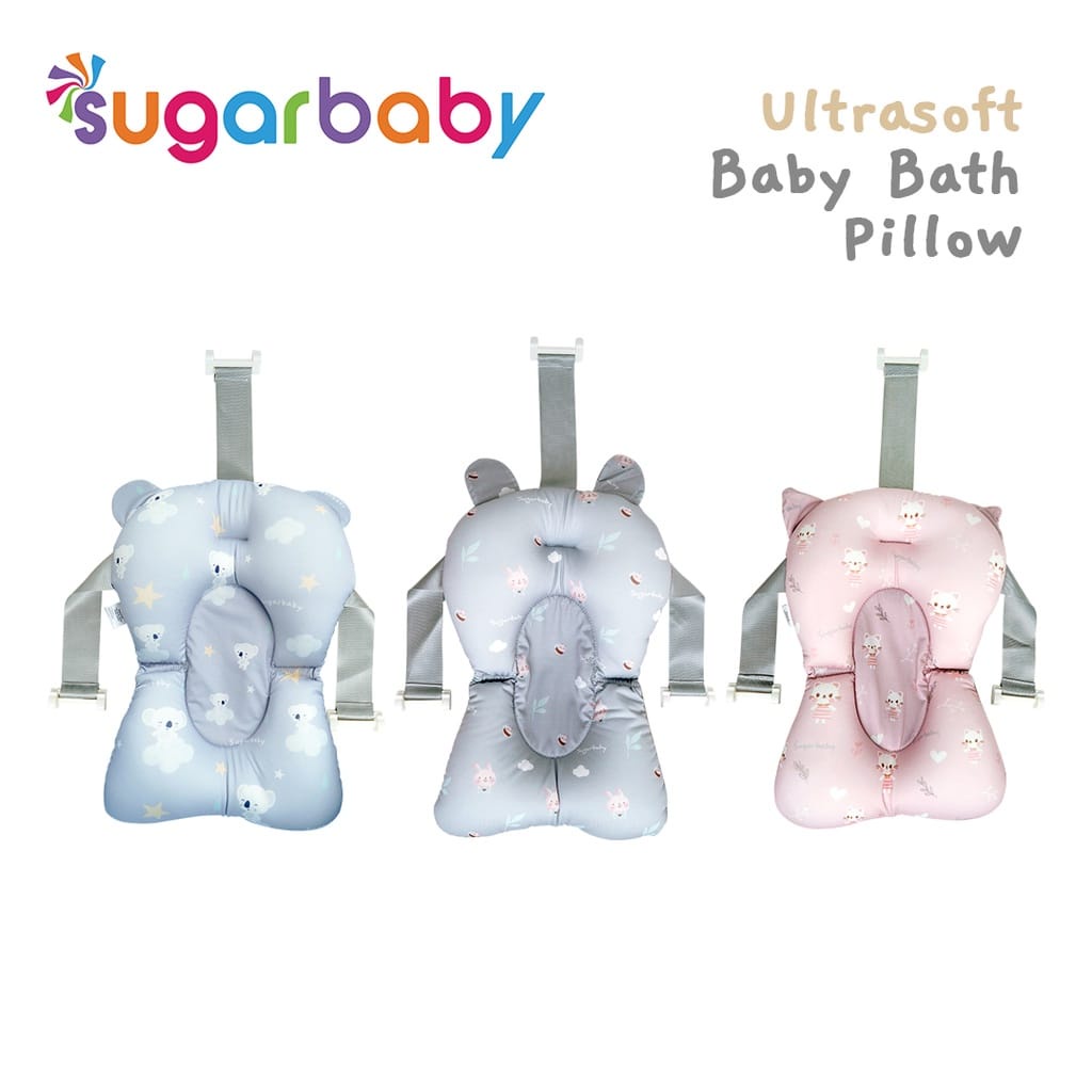 Sugar baby Ultrasoft Baby Bath Pillow &amp; Bath net/Bantal Mandi Bayi dan Jaring Alas Duduk Bak Mandi Bayi