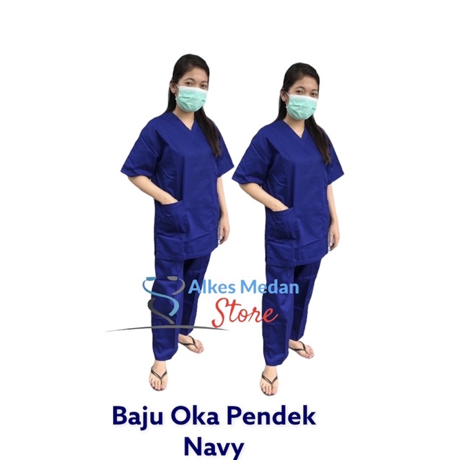 Baju OKA Lengan Pendek / Baju OK/ baju jaga / baju jaga dokter /baju dokter / baju Ok/ baju scrub medis /Seragam medis Samlab alkes