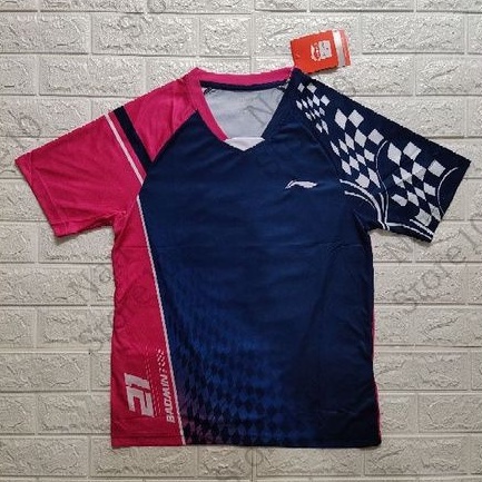 Kaos Badminton Lining 21028A GO Import Navy