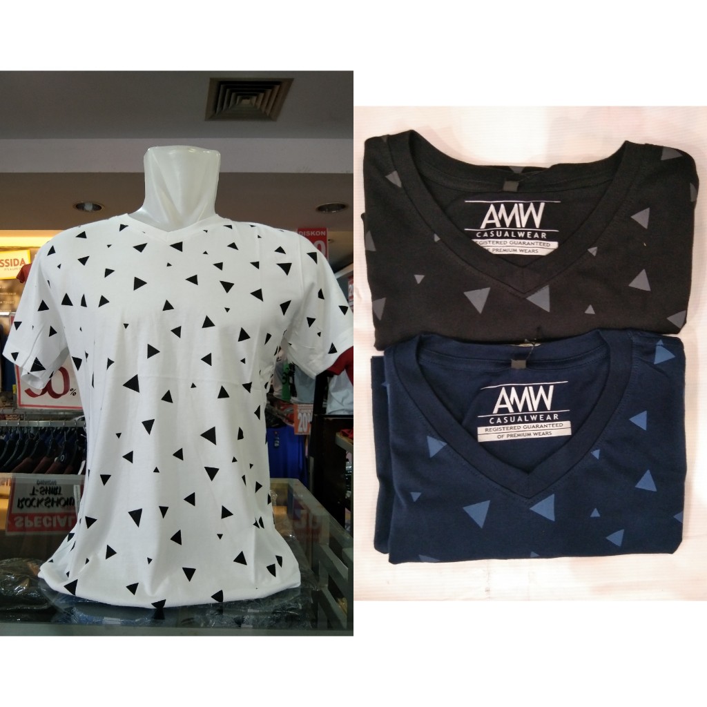 T Shirt Pria V Neck Corak 04
