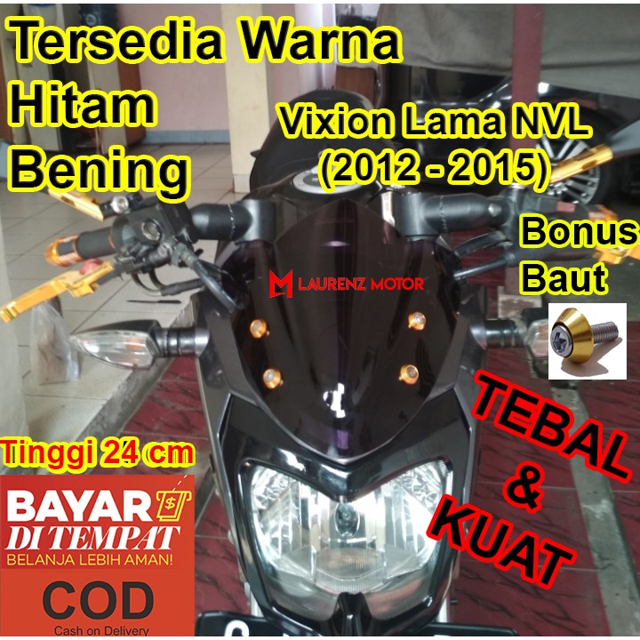 Visor Vixion NVL Lama Windhield Vixion Old 2012 2013 2014 Hitam dan Bening Tebal 3 mm Bahan Mika