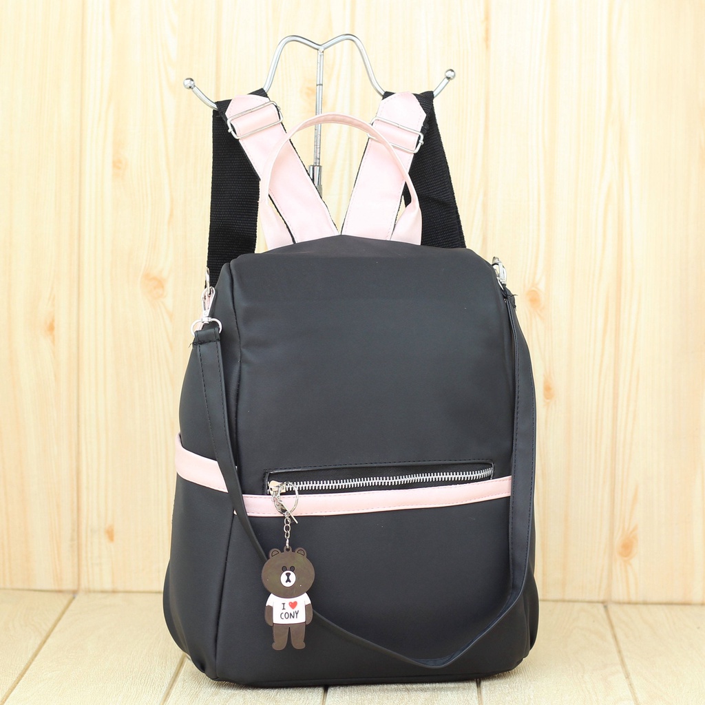 Backpack Wanita Ulvara Hitam Tas Ransel Punggung Cewe Stylish Keren Terbaru Termurah Hangout Fashion