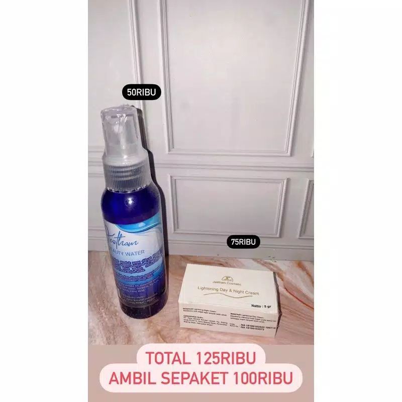 Paket Lightening jestham beauty water day cream & night cream