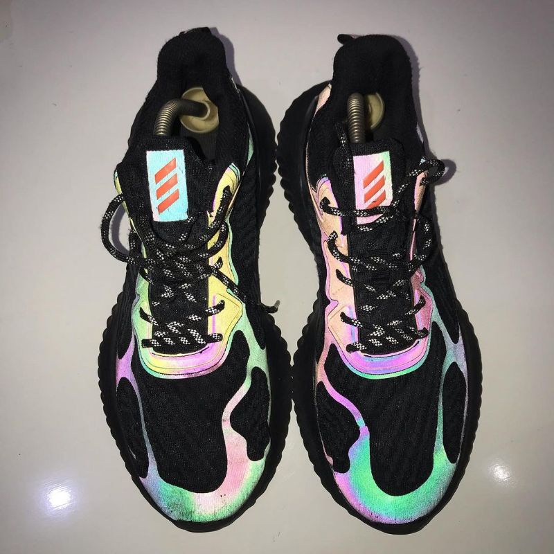 Sepatu Santai Keren Pria Kekinian Sneakers Adidas AlphaBounce Beyond M Black/Orange Reflective Origi