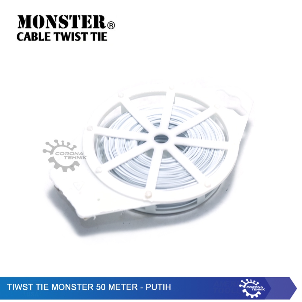 Putih -Twist Tie Monster 50 Meter