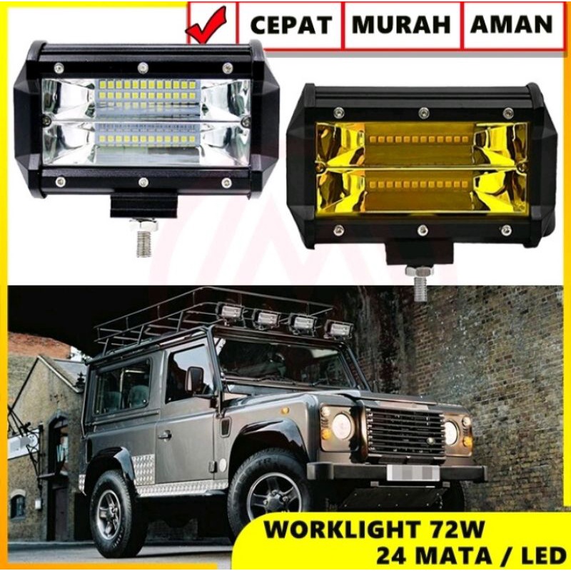 LAMPU TEMBAK SOROT LED BAR CREE CWL 72W 24 MATA 2 SUSUN LED MOBIL MOTOR