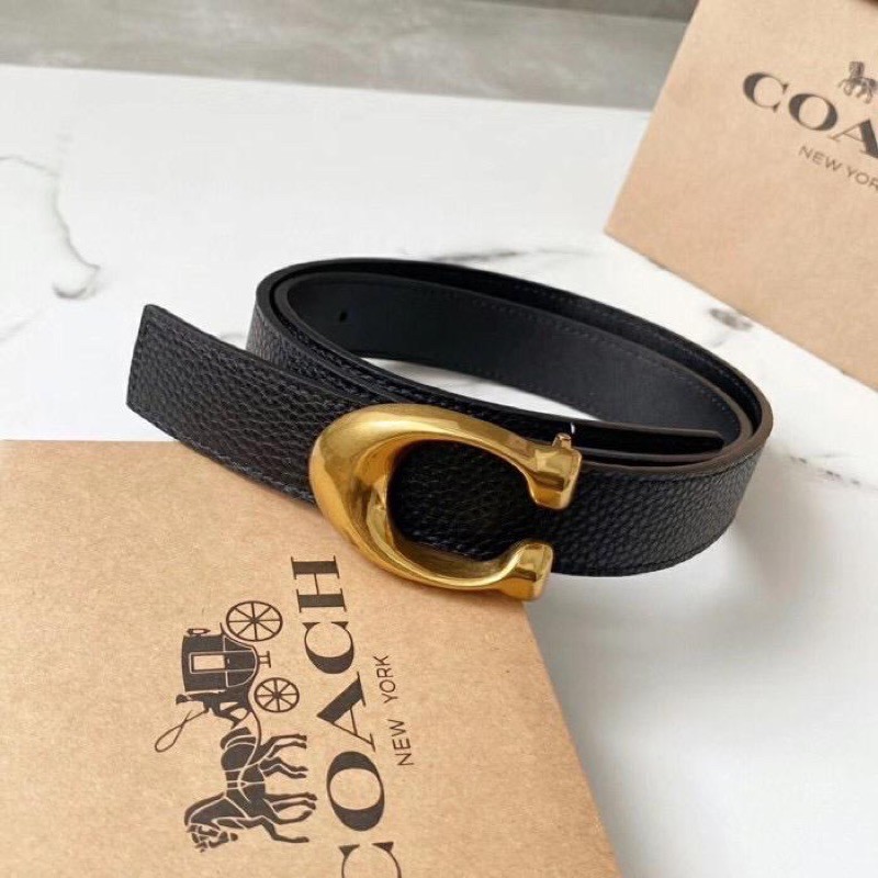 COACH Belt Woman Black Leather