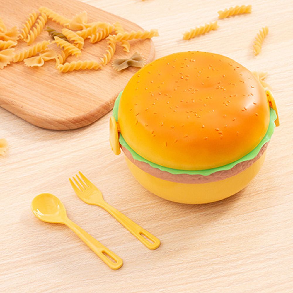 Chookey Set Kotak Makan Siang Bento / Hamburger / Burger / Garpu Dua Tingkat Untuk Anak Sekolah