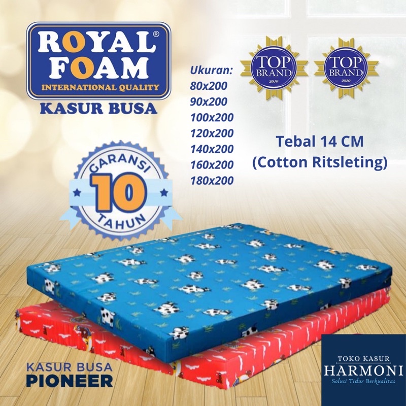 Kasur Busa Pioneer Royal Foam Sapi Biru & Kucing Merah 80/90/100/120/140/160/180 CM x 200 CM Origina