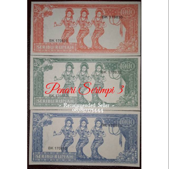 Uang souvenir 1000 sukarno gulung melengkung gambar penari serimpi 3