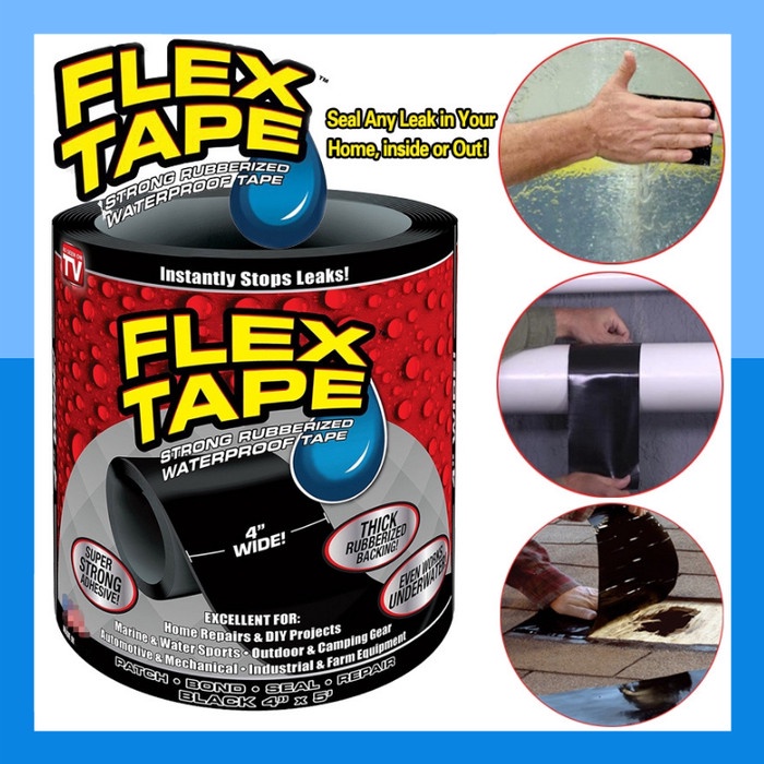 

Solasi Lakban Ajaib Khusus Nambal Anti Bocor Super Kuat Flex Tape - Flex Tape Hitam