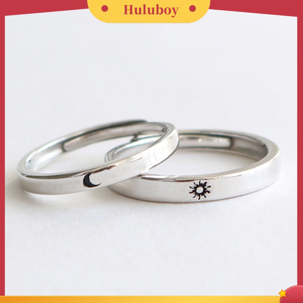 Hu Hu Hu Hu Hu Alat Bantu Pasang Kacamata♡ Cincin Pasangan Desain Bulan Matahari Gaya Korea Untuk Hari Valentine