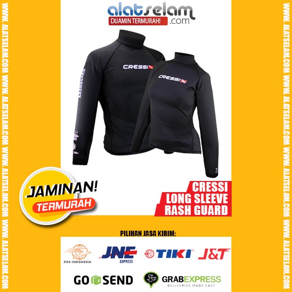 Rashguard Cressi Long Sleeve Rash Guard UNISEX - Scuba Flag Logo / Baju Renang / baju Snorkling