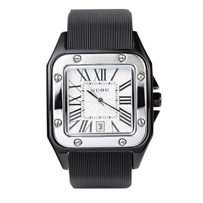 100%ORI GUOU【COD】2022 NEW  Jam tangan wanita Jam tahan air  Jam tangan sederhana jam tangan persegi skala Romawi Jam tangan pasangan-perak