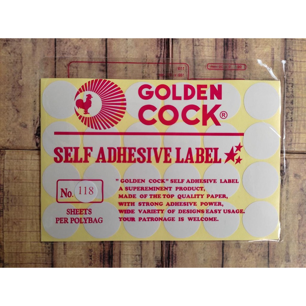 Label Golden Cock No. 118 - Self Adhesive Label 118 - Sticker Bulat