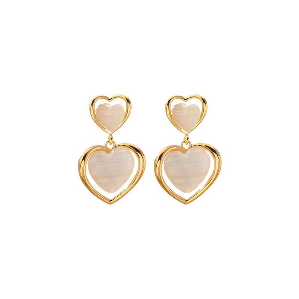 Simple Opal Heart Shaped Earrings for Women Jewelry Gifts