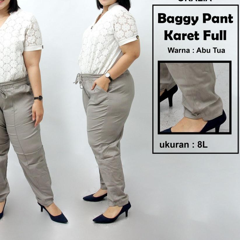 ► celana jumbo karet full / celana bigsize / baggy pants jumbo / celana kerja / celana formal wanita