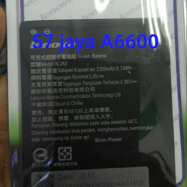 Baterai Batterey Lenovo A6600 BL242 Original