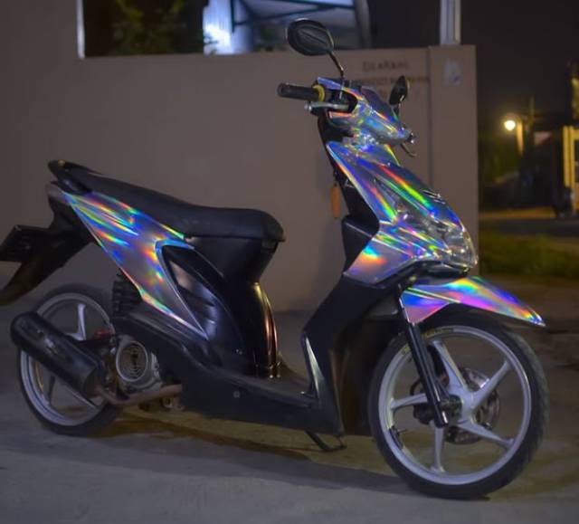 Stiker Hologram Scotlite Motor Skotlet Laser Chrome Sticker Pelangi Stiker Laser Krom Shopee Indonesia