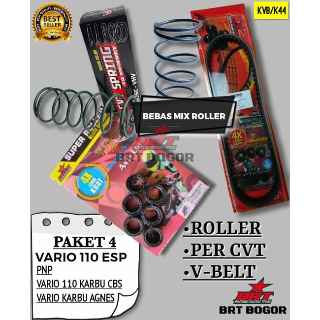 Paket cvt vario 110 karbu BRT Upgred CVT V belt + Roller + per cvt BRT Vario 110 esp/ vario karbu 110 cw old agnes / vario 110 cbs loler roler spring cvt vanbt drivbelt