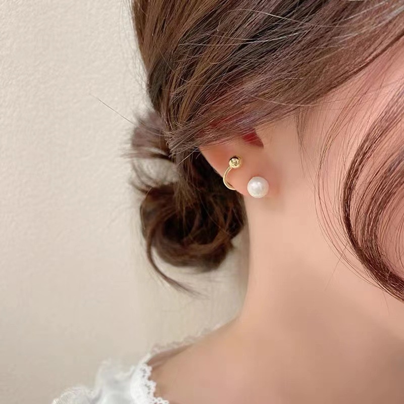 Anting Silver Needle Hias Mutiara Gaya Korea Untuk Wanita