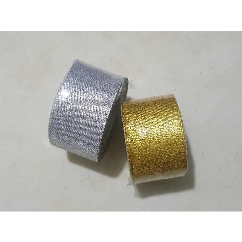 

Pita Gliter 1 1/2 Inch (4 cm) / Glitter Ribbon 4 cm / Pita Glitter / Pita Emas / Pita Perak