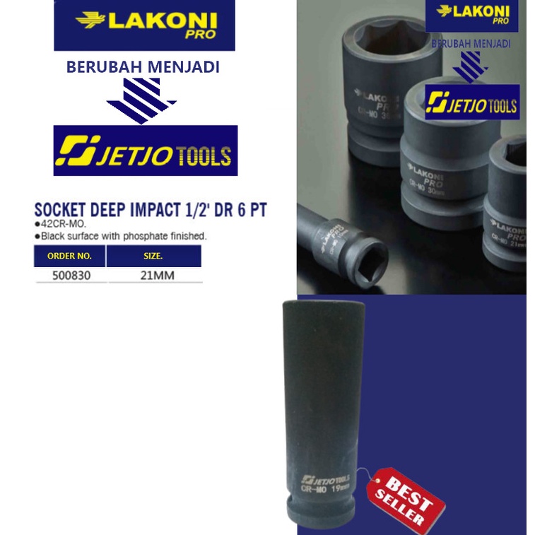 Socket / Deep Impact 1/2&quot; DR 6PT LAKONI PRO 500830 (21mm)