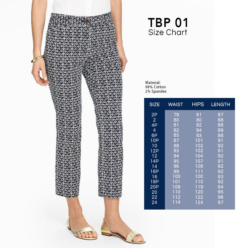 Talbots the perfect crop heart flowers blue