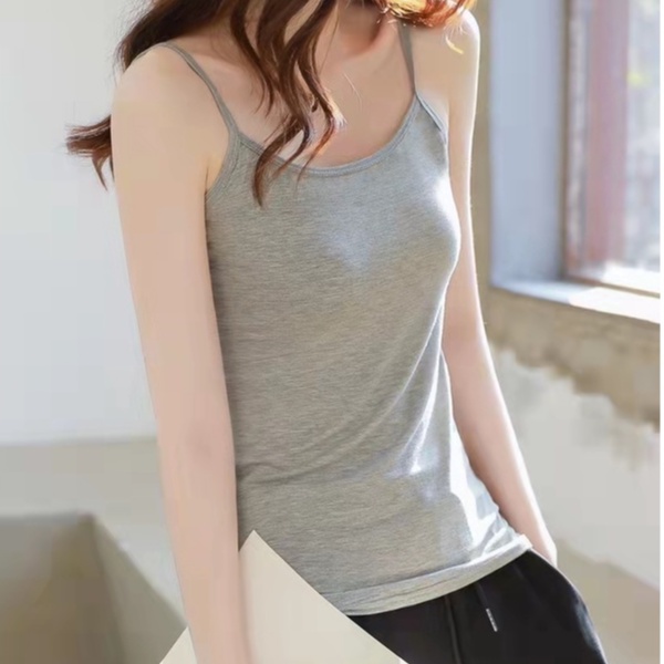 Korean Basic Inner Tanktop Atasan Wanita Polos Tanpa Lengan 2387-Grey