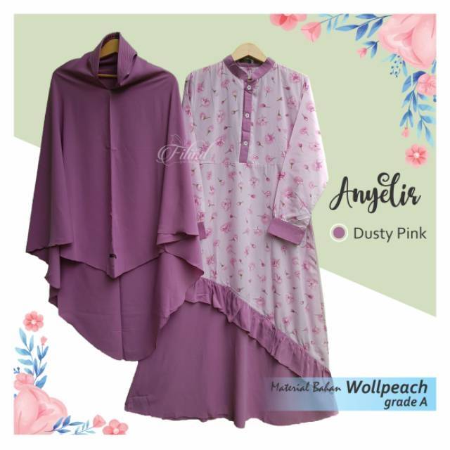 Gamis Syar'i Kombinasi Motif Bunga