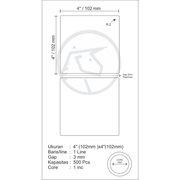 Label Stiker Barcode Semicoated Uk 100x100mm - 4&quot;x4&quot; @500pcs Resi Market Place