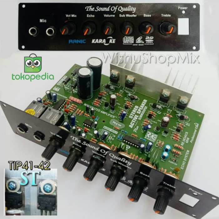 Kit Power Amplifier Mic Echo Speaker Aktif Karaoke Stereo Subwoofer