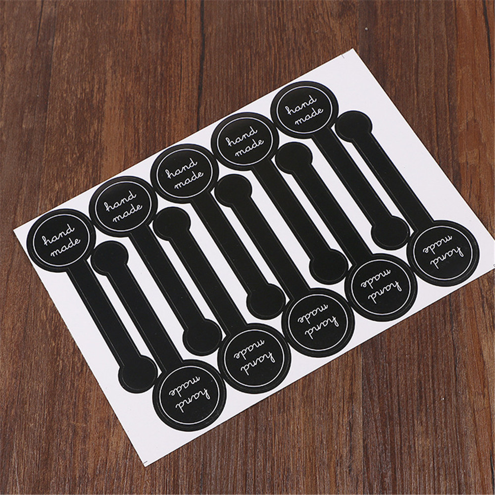 10pcs/1 Lembar Stiker Label Kemasan Kue Motif Tulisan Handmade Dengan Perekat Untuk Hadiah