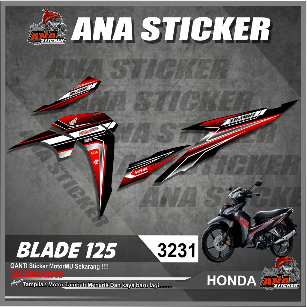 3231 (MURAH) Striping Variasi HONDA BLADE 125 - Striping Variasi List RACING Semi Full Design Grafis