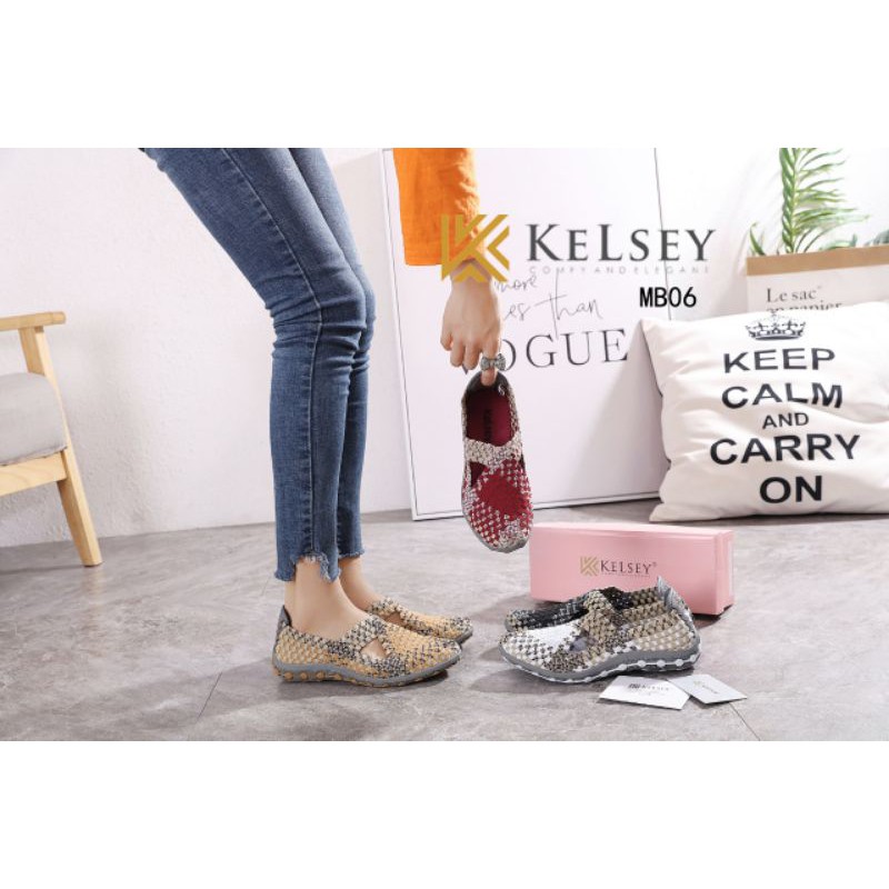 (GRATIS ALAS KAKI) Kelsey Sepatu Rajut Wanita  Kelsey / Sepatu Flat Rajut Wanita  MB06 Flats Shoes Rajut anyaman