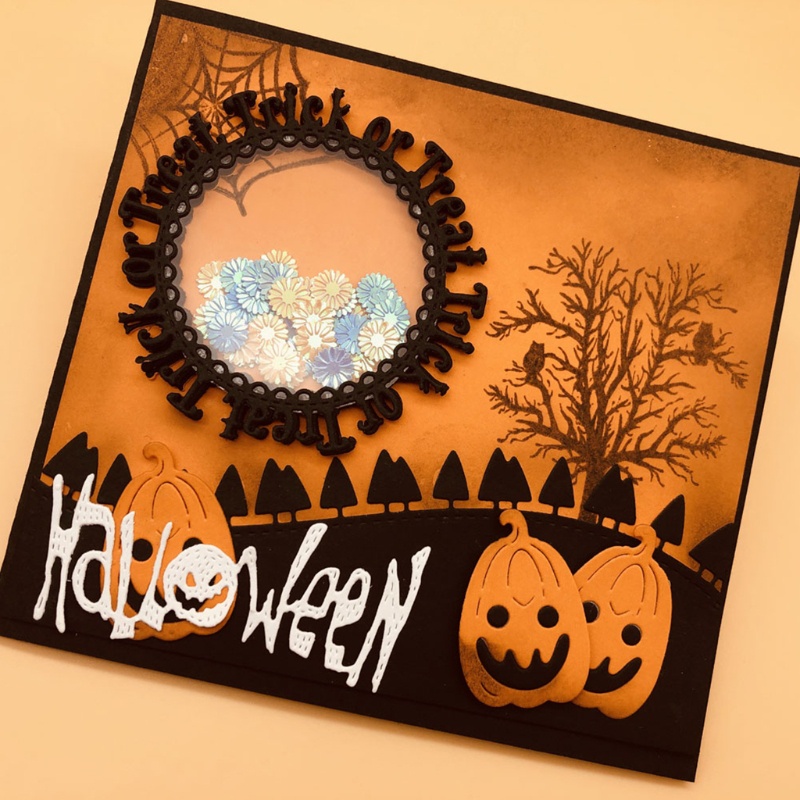 Zzz Cetakan Stensil Cutting Dies Motif Hantu / Labu Halloween Bahan Metal Untuk Scrapbook / Craft DIY