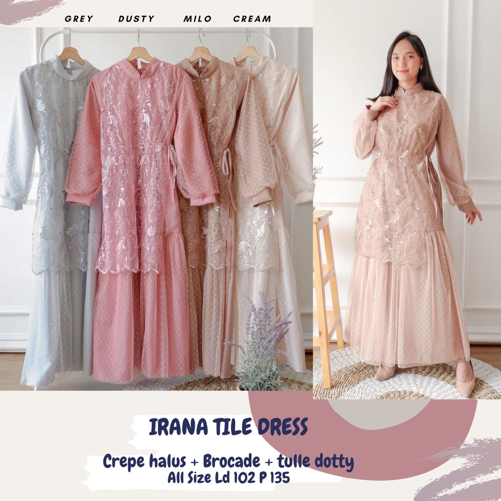 Irana Tile Dress/Dress Ld 102/Dress Wisuda/Dress Kondangan/Dress Pesta/Dress Tile Seragaman