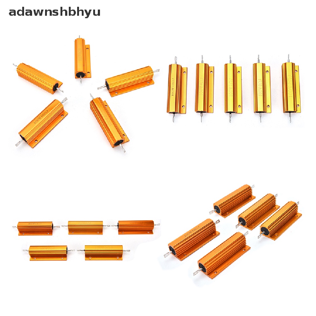 Adawnshbhyu  1/2 /4 /8 /10 Ohm 100W Watt Shell Power Aluminium Bertempat Case Wirewound Resistor Baru