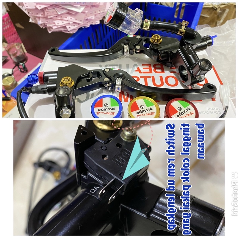 master rem NEW FULL BLACK CNC PLUS TABUNG UNIVERSAL ALL MOTOR UD LENGKAP SAMA DUDUKAN SPION