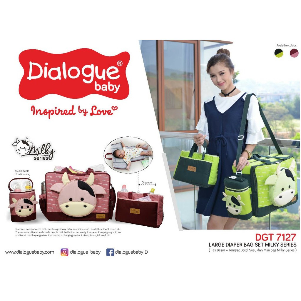 Jual Tas Baby Dialogue Diaper Bag Large DGT7127 + Tempat Botol Susu