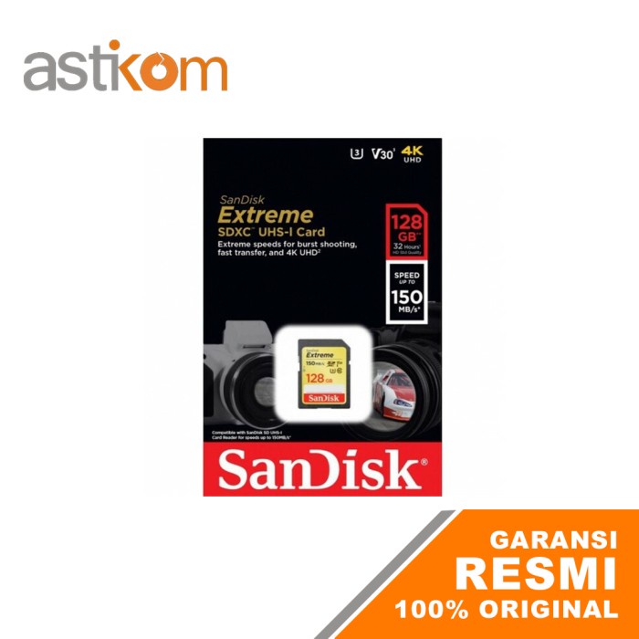 Sandisk Extreme SDXC 128GB 150MB/S UHS-I V30 Support 4K UHD SD Card